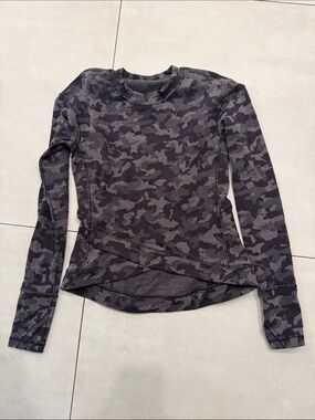 lululemon athletica Black and Gray Camo Long Sleeve Top